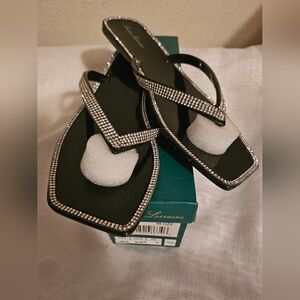 Lauren Lorraine TAMPA Crystal Embellished Sandals in Black